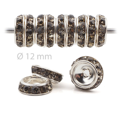 Lot 144 pcs 12mm Premium Czech Black Diamond Beveled Slant Shrag Rhinestone Rondelles jewelry supplies cabochons buttons