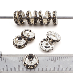 Lot 144 pcs 12mm Premium Czech Black Diamond Beveled Slant Shrag Rhinestone Rondelles jewelry supplies cabochons buttons