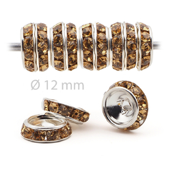 Lot 144 pcs 12mm Premium Czech Topaz Beveled Slant Shrag Rhinestone Rondelles jewelry supplies cabochons buttons
