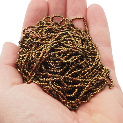 Lot (6500) vintage Czech bronze metallic faceted glass seed beads 18bpi