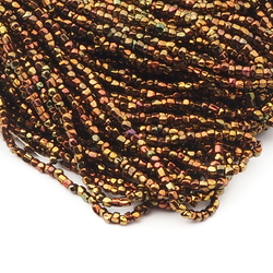 Lot (6500) vintage Czech bronze metallic faceted glass seed beads 18bpi