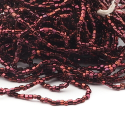 Lot (4000) vintage Czech red rainbow metallic faceted glass seed beads 20bpi