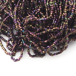Lot (7000) vintage Czech rainbow metallic faceted glass seed beads 18bpi