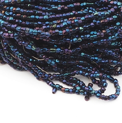 Lot (5500) vintage Czech peacock metallic blue faceted glass seed beads 16bpi