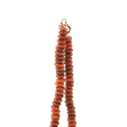 Vintage Czech necklace coral orange round rondelle trade glass beads 16"
