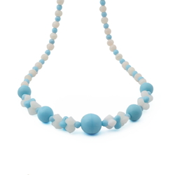 Vintage Czech necklace blue opaline uranium glass beads DRGM 17"