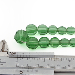 Vintage Czech necklace element melon faceted green glass beads 