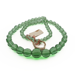 Vintage Czech necklace element melon faceted green glass beads 