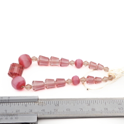 Vintage Czech bracelet element pink faceted moonglow glass beads