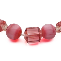 Vintage Czech bracelet element pink faceted moonglow glass beads
