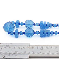 Vintage Czech necklace blue faceted opaline flower glass beads