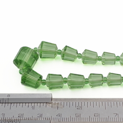 Vintage Czech necklace green faceted round bugle cone glass beads 