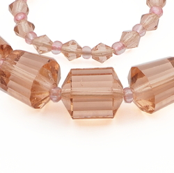 Vintage Czech necklace rosaline pink faceted bugle cone glass beads 