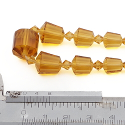 Vintage Czech necklace element cone bicone faceted topaz glass beads 