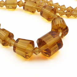 Vintage Czech necklace element cone bicone faceted topaz glass beads 