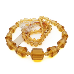 Vintage Czech necklace element cone bicone faceted topaz glass beads 