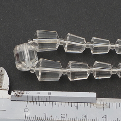 Vintage Czech necklace crystal clear faceted bugle cone glass beads 