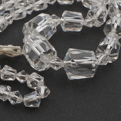 Vintage Czech necklace element cone bugle bicone faceted crystal clear glass beads 