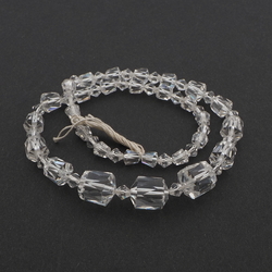 Vintage Czech necklace element cone bugle bicone faceted crystal clear glass beads 