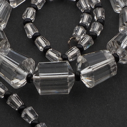 Vintage Czech necklace faceted crystal clear bugle cone glass beads 