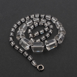 Vintage Czech necklace faceted crystal clear bugle cone glass beads 