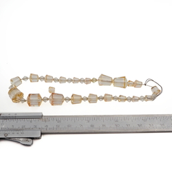 Vintage Czech necklace element cone bicone faceted yellow bicolor glass beads 