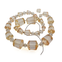Vintage Czech necklace element cone bicone faceted yellow bicolor glass beads 