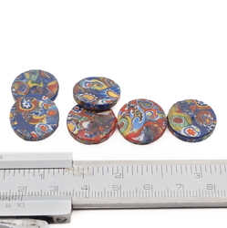 Lot (6) Czech vintage millefiori glass cabochons 17mm