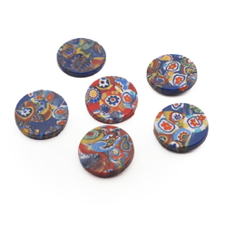Lot (6) Czech vintage millefiori glass cabochons 17mm