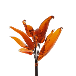 Lot (12) lampwork orange glass leaf flower part headpin glass beads