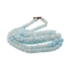 Vintage Czech necklace blue opaline glass beads 17"