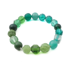 Handmade Czech bracelet vintage green Deco glass beads