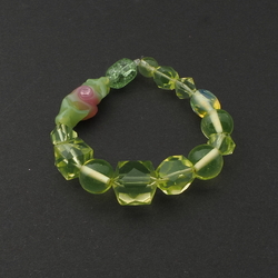 Handmade Czech bracelet vintage uranium dragons breath bicolor Deco glass beads