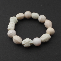 Handmade bracelet Czech vintage white uranium Deco glass beads