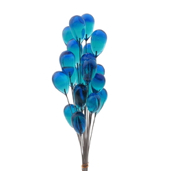 Lot (21) Czech lampwork blue bicolor teardrop headpin glass beads