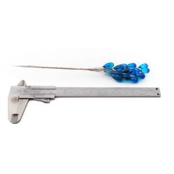 Lot (21) Czech lampwork blue bicolor teardrop headpin glass beads