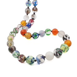 Vintage Czech statement necklace 39 lampwork glass beads 26"