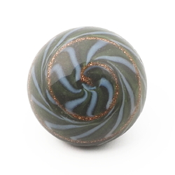 Antique Czech aventurine gold white spiral swirl micro lampwork glass button 13mm