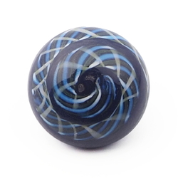 Antique Czech blue white filigree spiral micro lampwork glass button 13mm