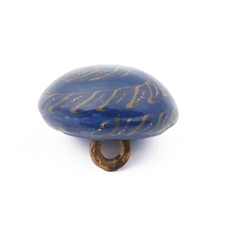Antique Czech aventurine gold orange blue spiral micro lampwork glass button 13mm
