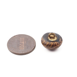 Antique Czech aventurine gold spiral stripe micro lampwork glass button 13mm