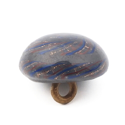 Antique Czech aventurine gold blue spiral stripe micro lampwork glass button 13mm