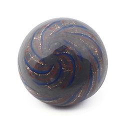 Antique Czech aventurine gold blue spiral stripe micro lampwork glass button 13mm
