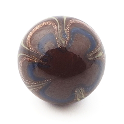 Antique Czech multicolor swirl aventurine gold micro lampwork ball glass button 12mm