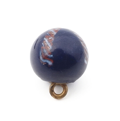Antique Czech aventurine gold blue filigree spiral micro lampwork ball glass button 13mm