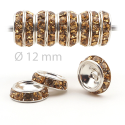 Lot 144 pcs 12mm Premium Czech Lt Col Topaz Beveled Slant Shrag Rhinestone Rondelles jewelry supplies cabochons buttons
