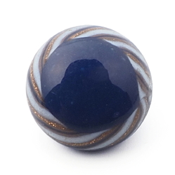 Antique Czech aventurine white blue spiral edge lampwork glass button 14mm