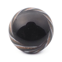 Antique Czech aventurine white spiral edge black lampwork glass button 13mm