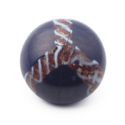 Antique Czech filigree aventurine spiral blue micro lampwork glass button 13mm