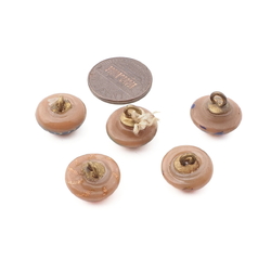 Lot (5) Antique Czech beige brown micro lampwork glass buttons